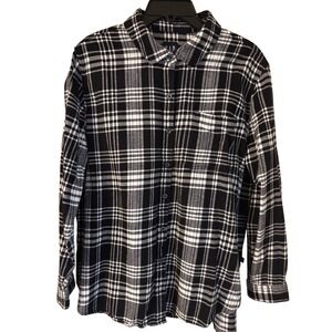 GAP Plaid Flannel Long Sleeve Button Up Shirt women's XL Black White